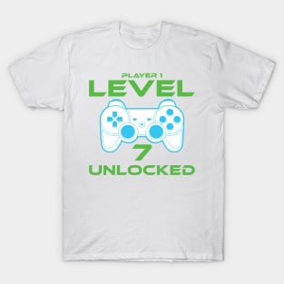 Level 7 Unlocked 7th Birthday Gamer Gift T-Shirt